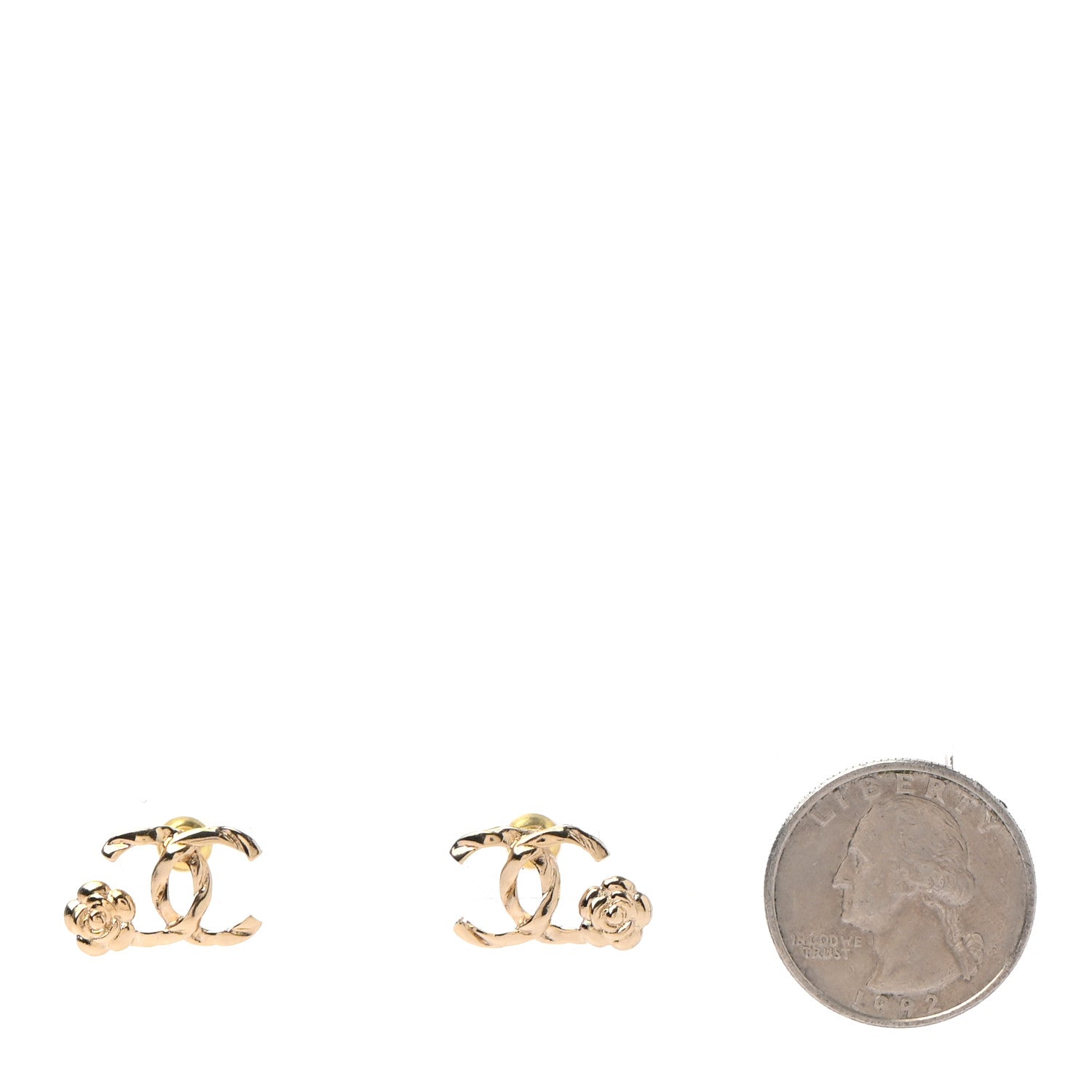 Chanel Metal Camellia CC Earrings Gold 2 of 6