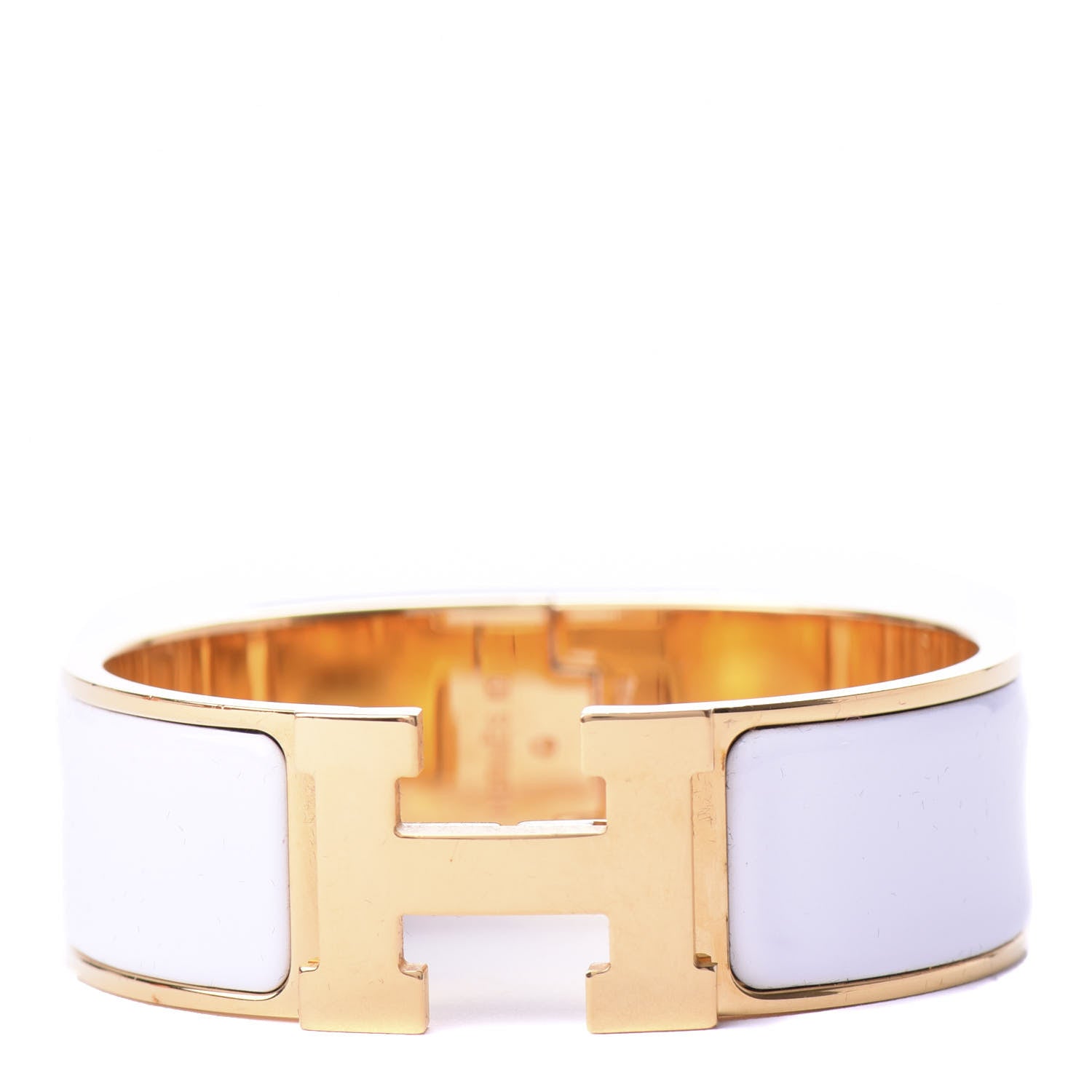 Hermes Enamel Wide Clic Clac H Bracelet PM White 1 of 6