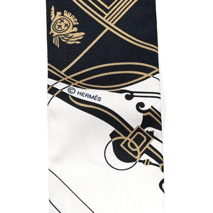 Hermes Silk Ex-Libris Twilly White Marine Gris 3 of 5