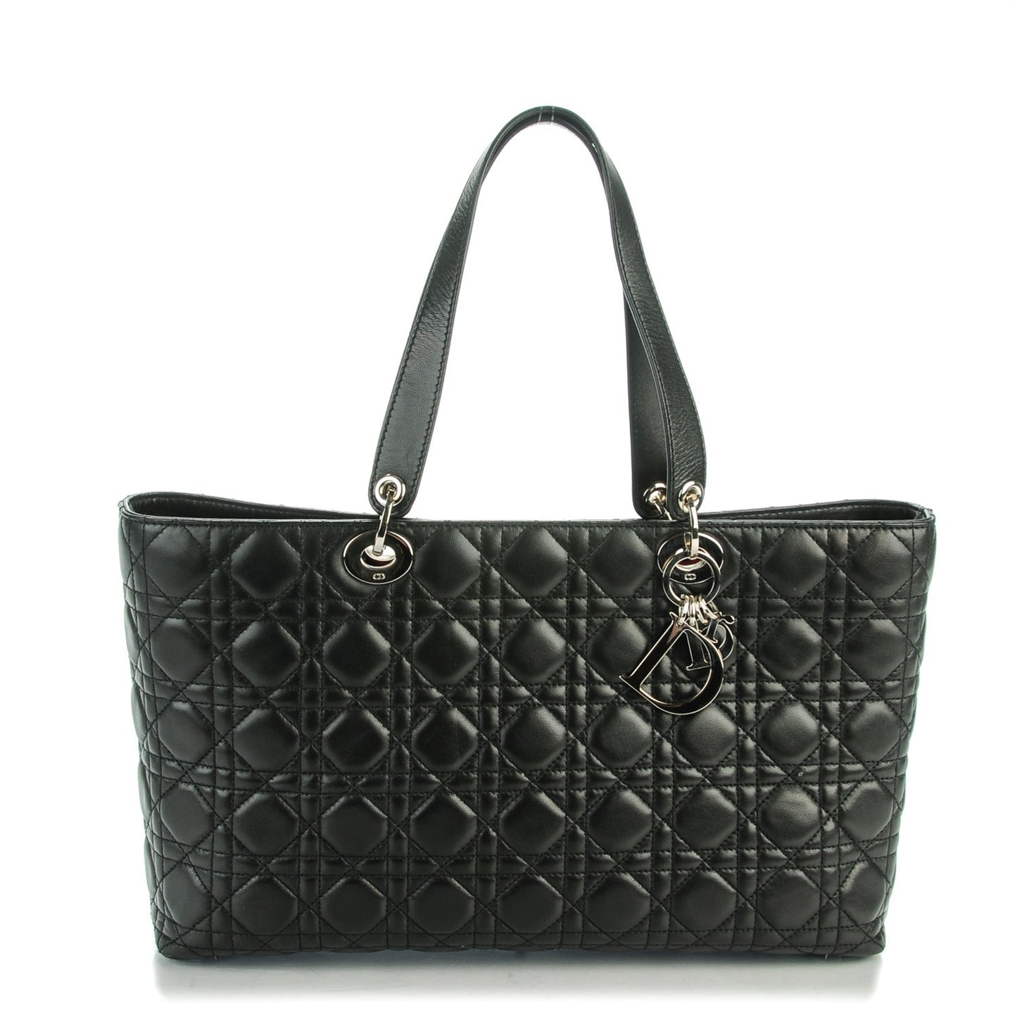 Lambskin Cannage Large Lady Dior Shopper Tote Black