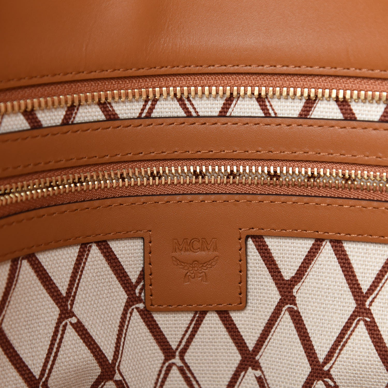MCM Visetos Toni Shopper Tote Cognac 8 of 12