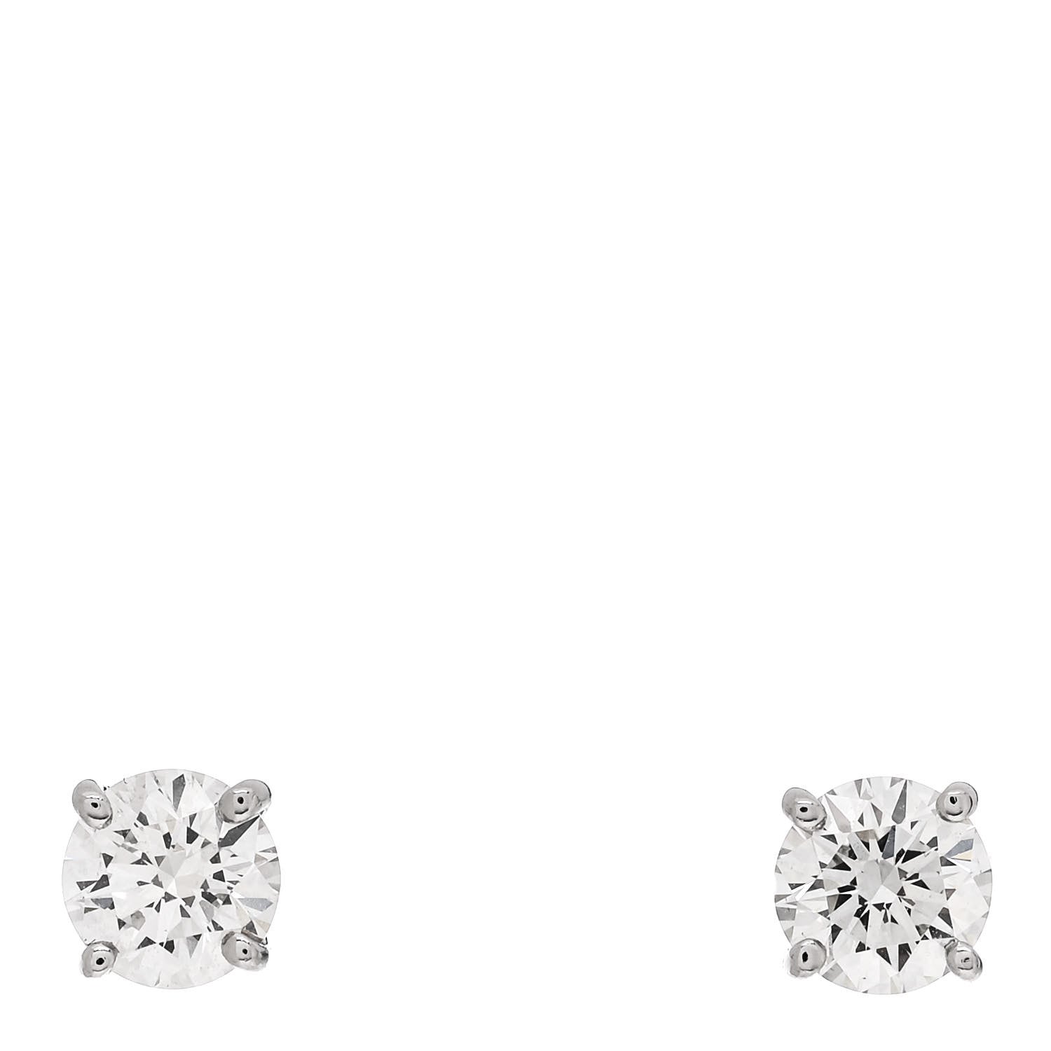 Tiffany Platinum Diamond .92ctw Round Solitaire Earrings 1 of 5