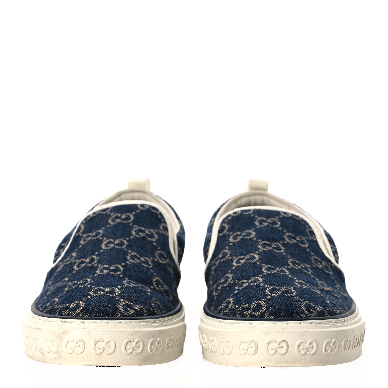 Gucci New Denim GG Monogram Mens 1977 Tennis Slip On Sneakers 8.5 Blue Tea Mystic White 3 of 10