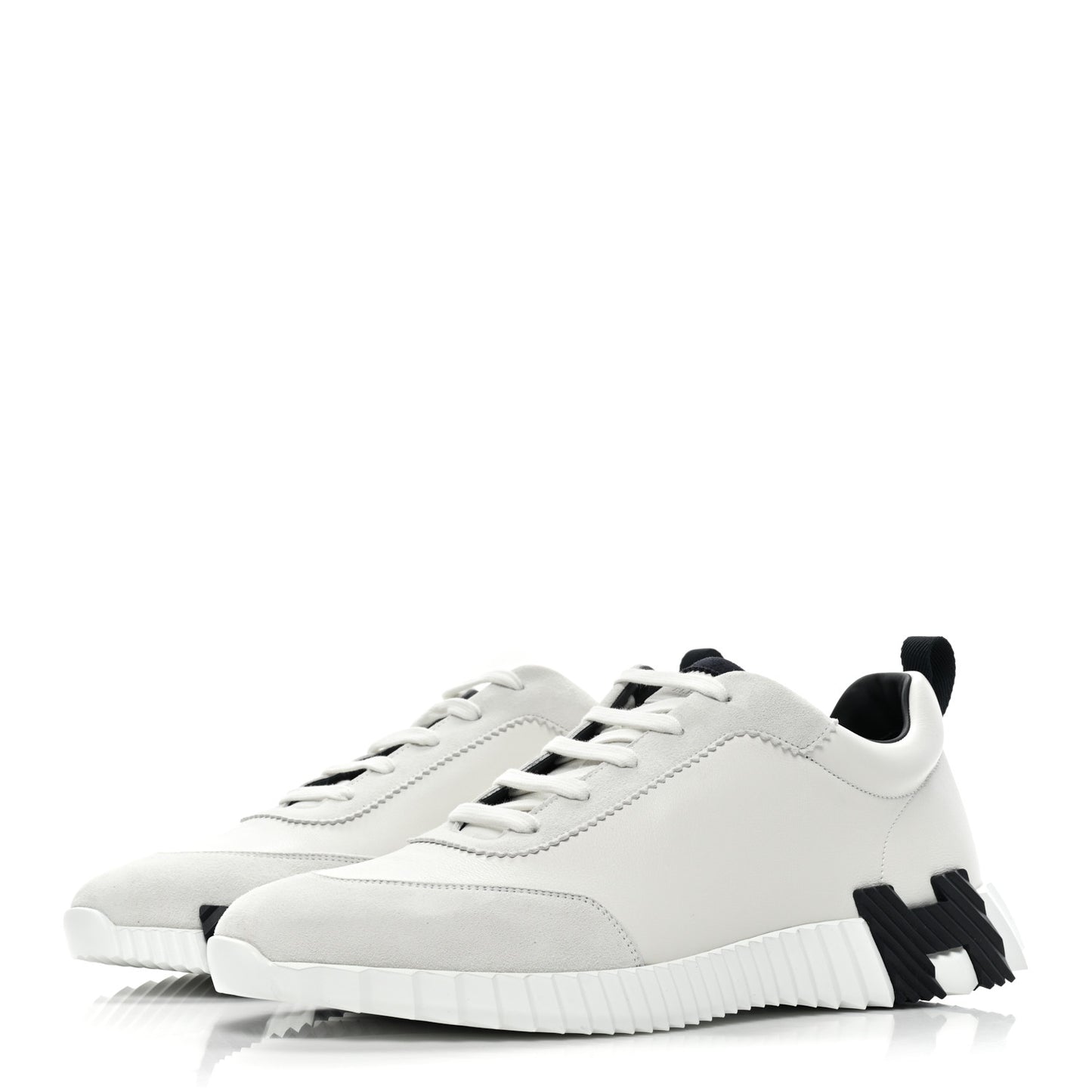Goatskin Suede Goatskin Bouncing Sneakers 46 White Navy