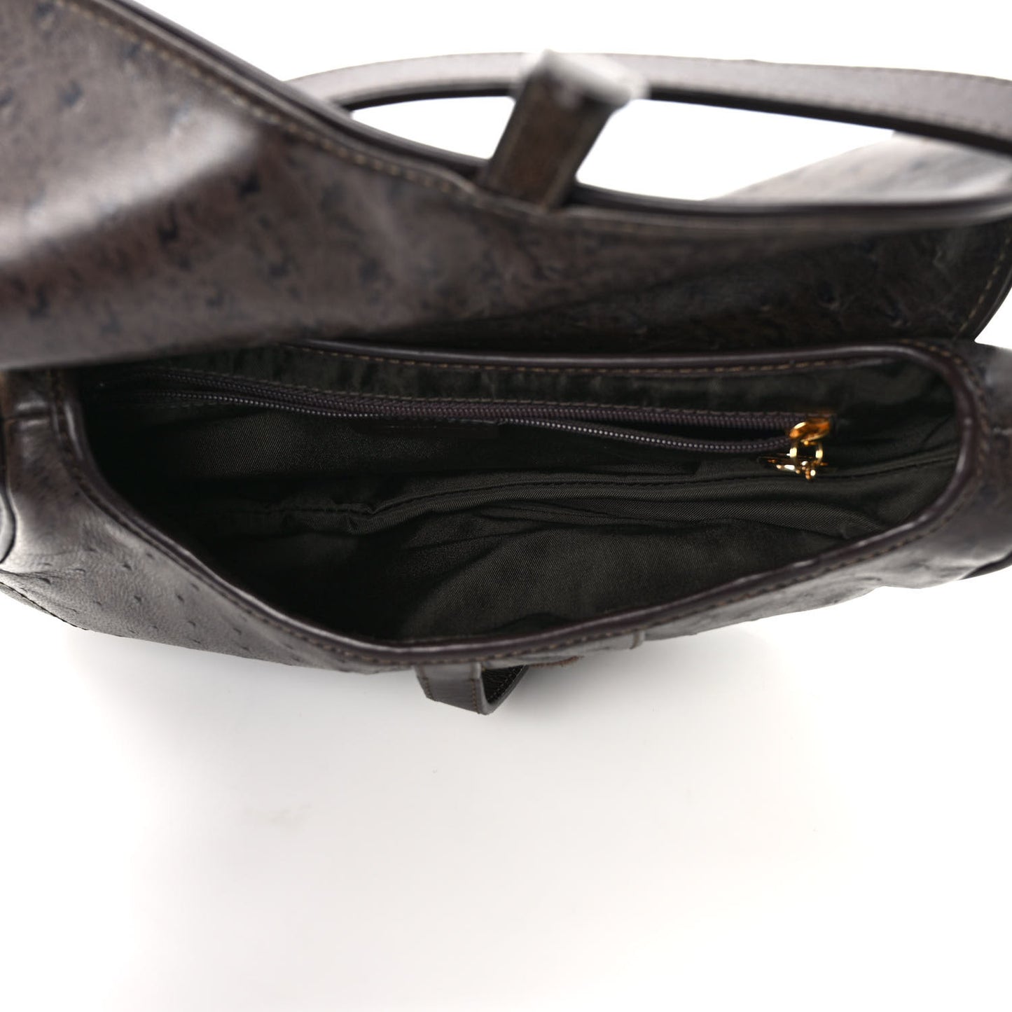 Ostrich Saddle Bag Brown