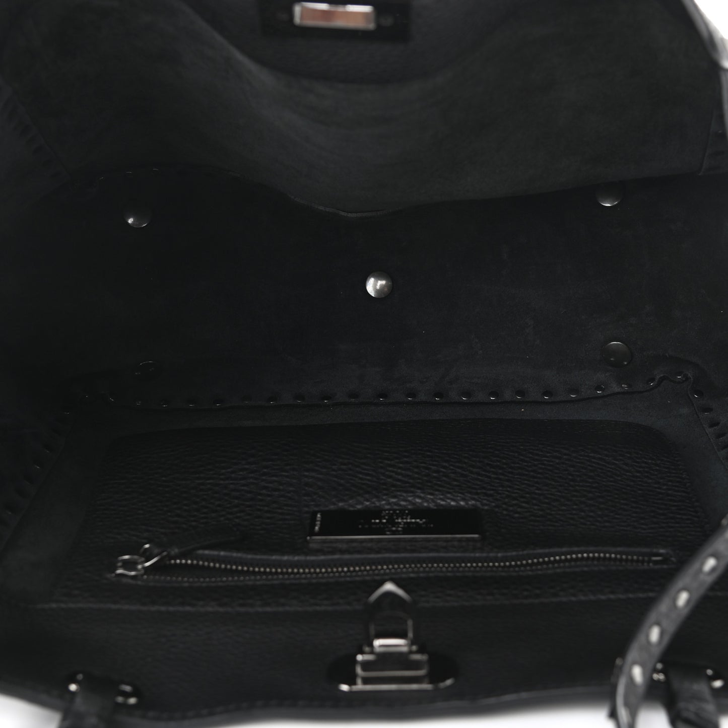 Grained Calfskin Onyx Medium Rockstud Rolling Tote Black