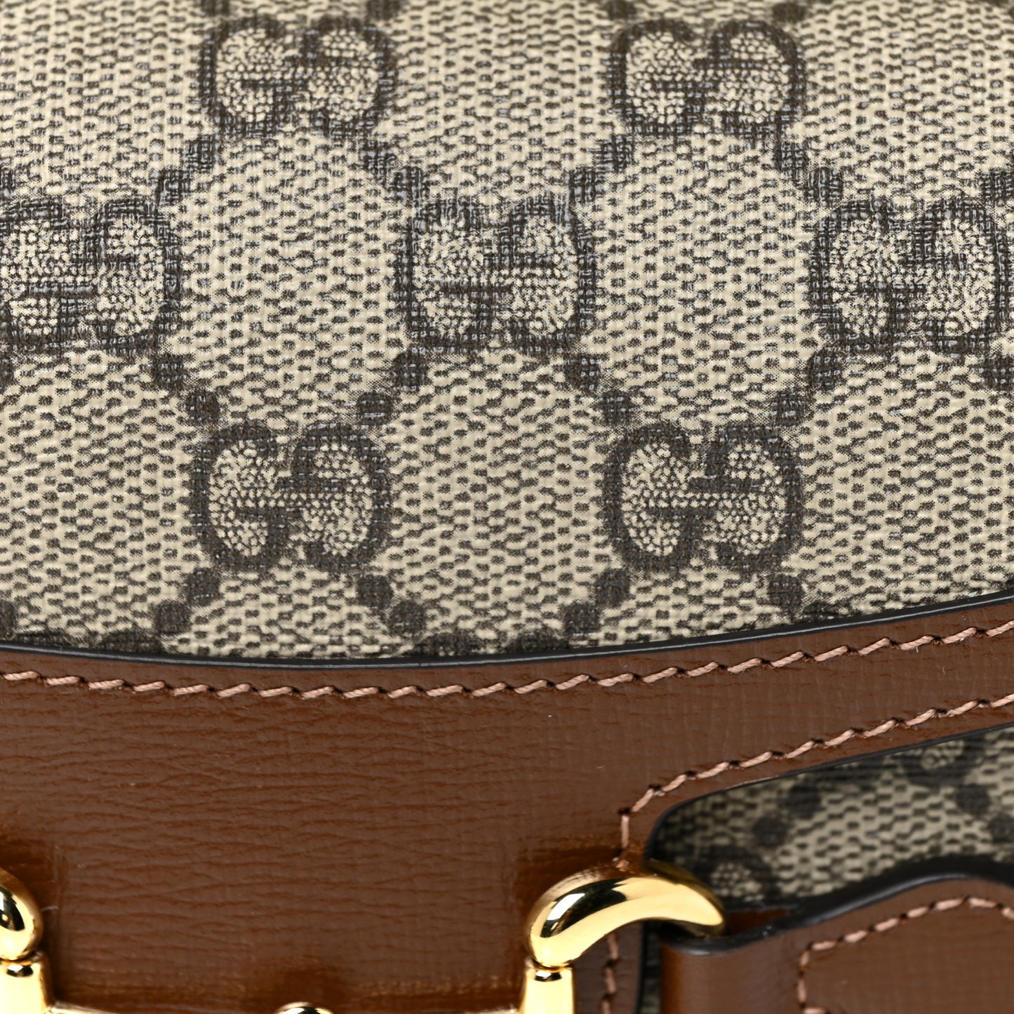 GG Supreme Monogram Mini Horsebit 1955 Shoulder Bag Beige Brown Sugar