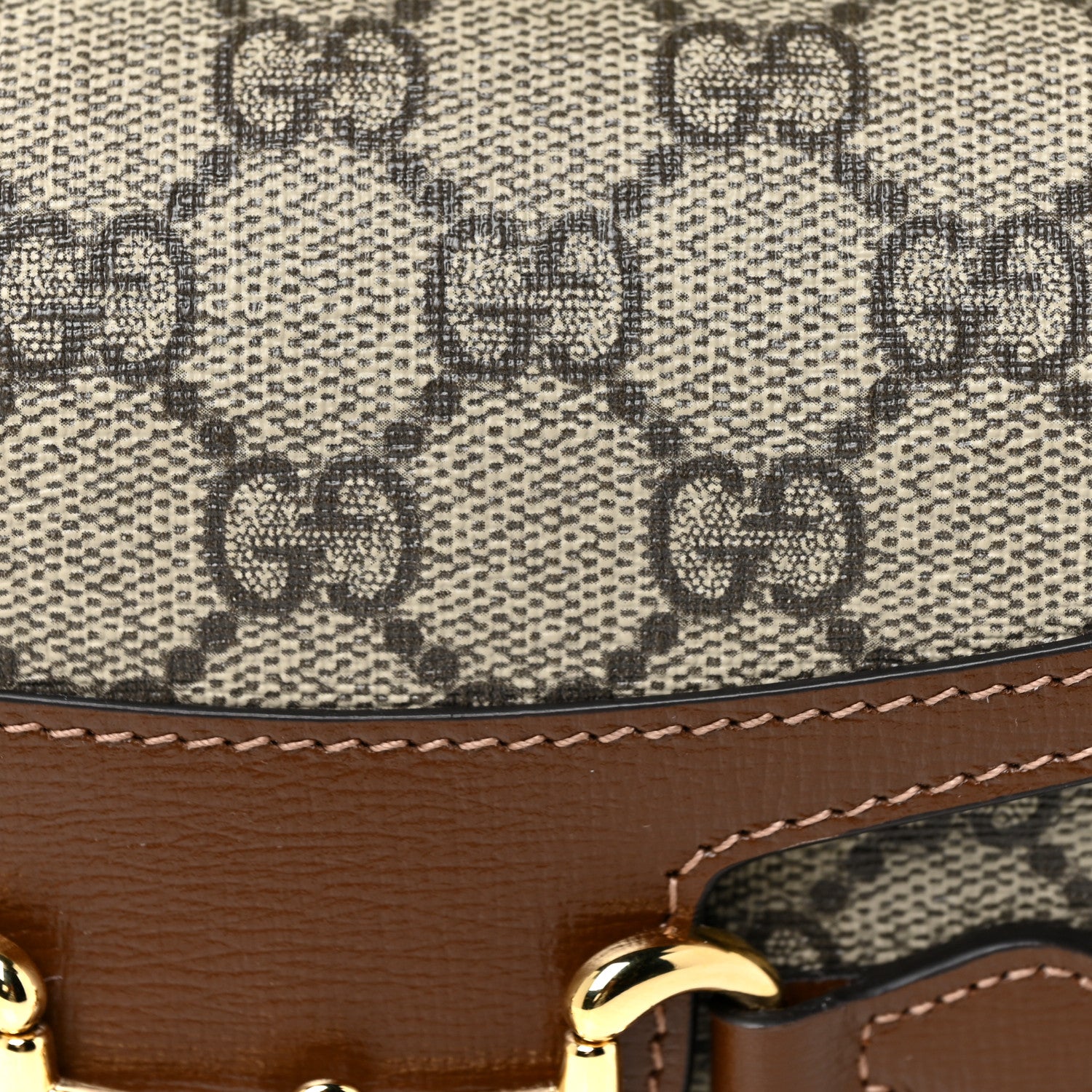Gucci GG Supreme Monogram Mini Horsebit 1955 Shoulder Bag Beige Brown Sugar 8 of 10