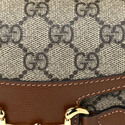 Gucci GG Supreme Monogram Mini Horsebit 1955 Shoulder Bag Beige Brown Sugar 8 of 10
