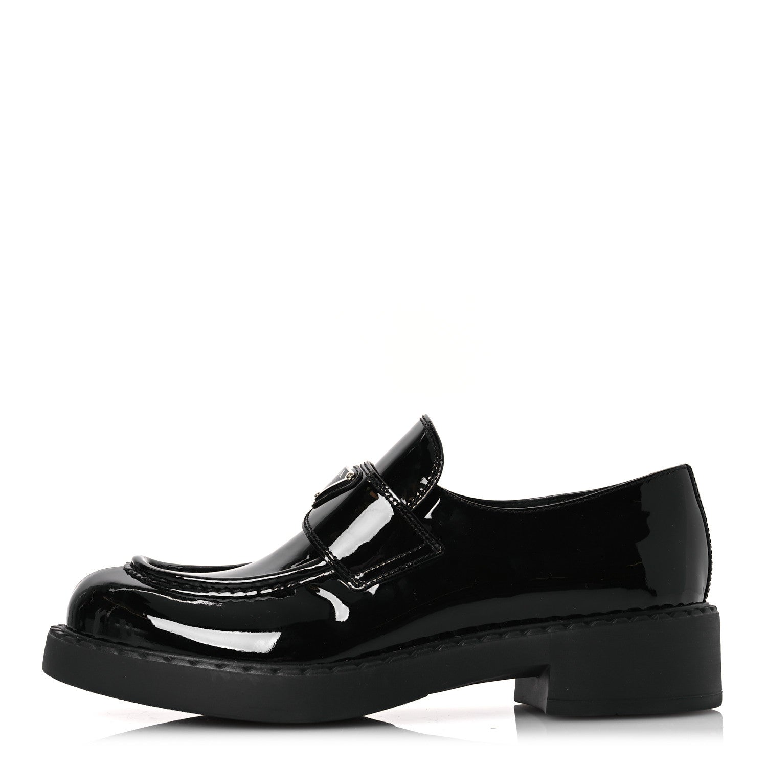 Prada Vernice Triangle 50mm Loafers 41 Black 1 of 10