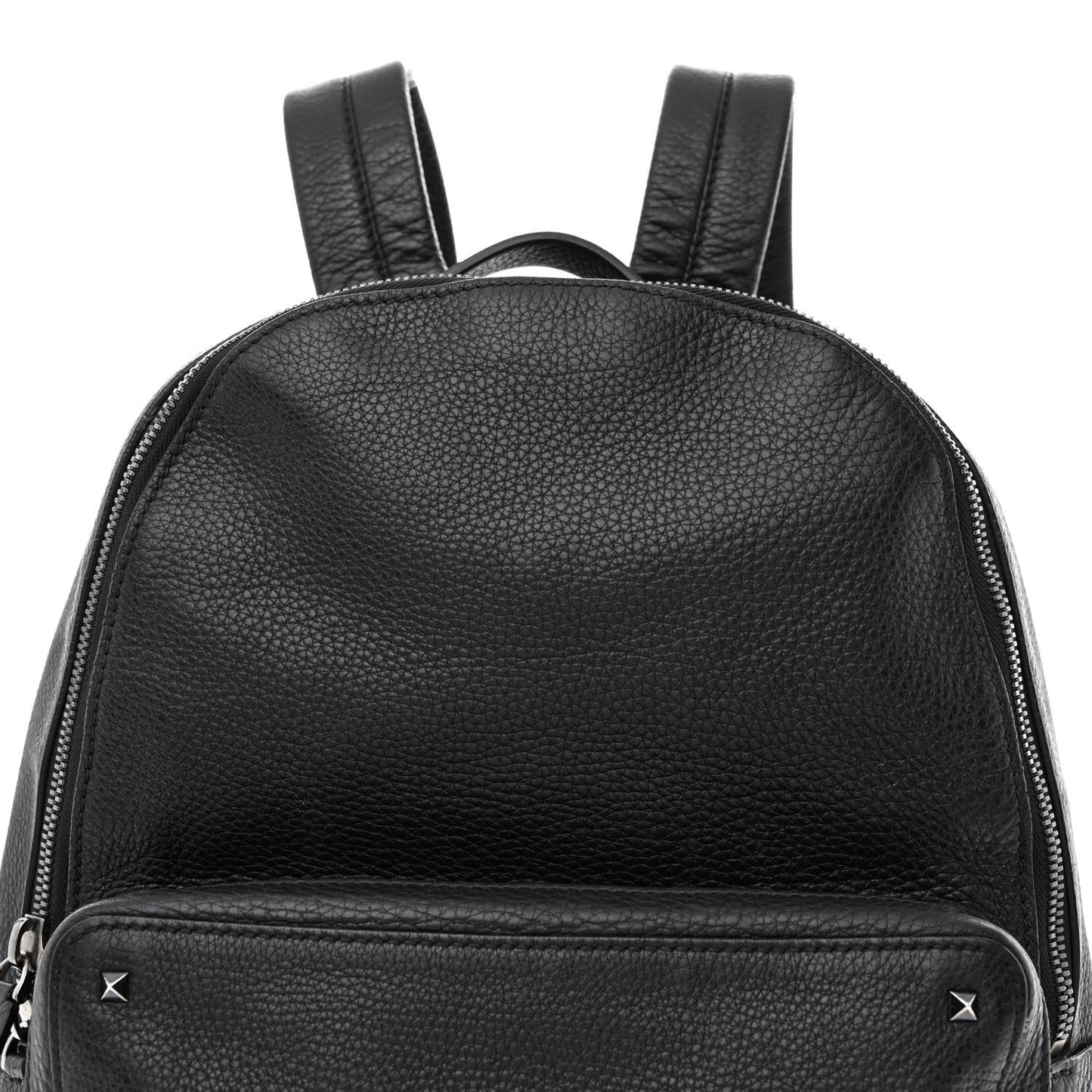 Grained Calfskin Rockstud Backpack Black
