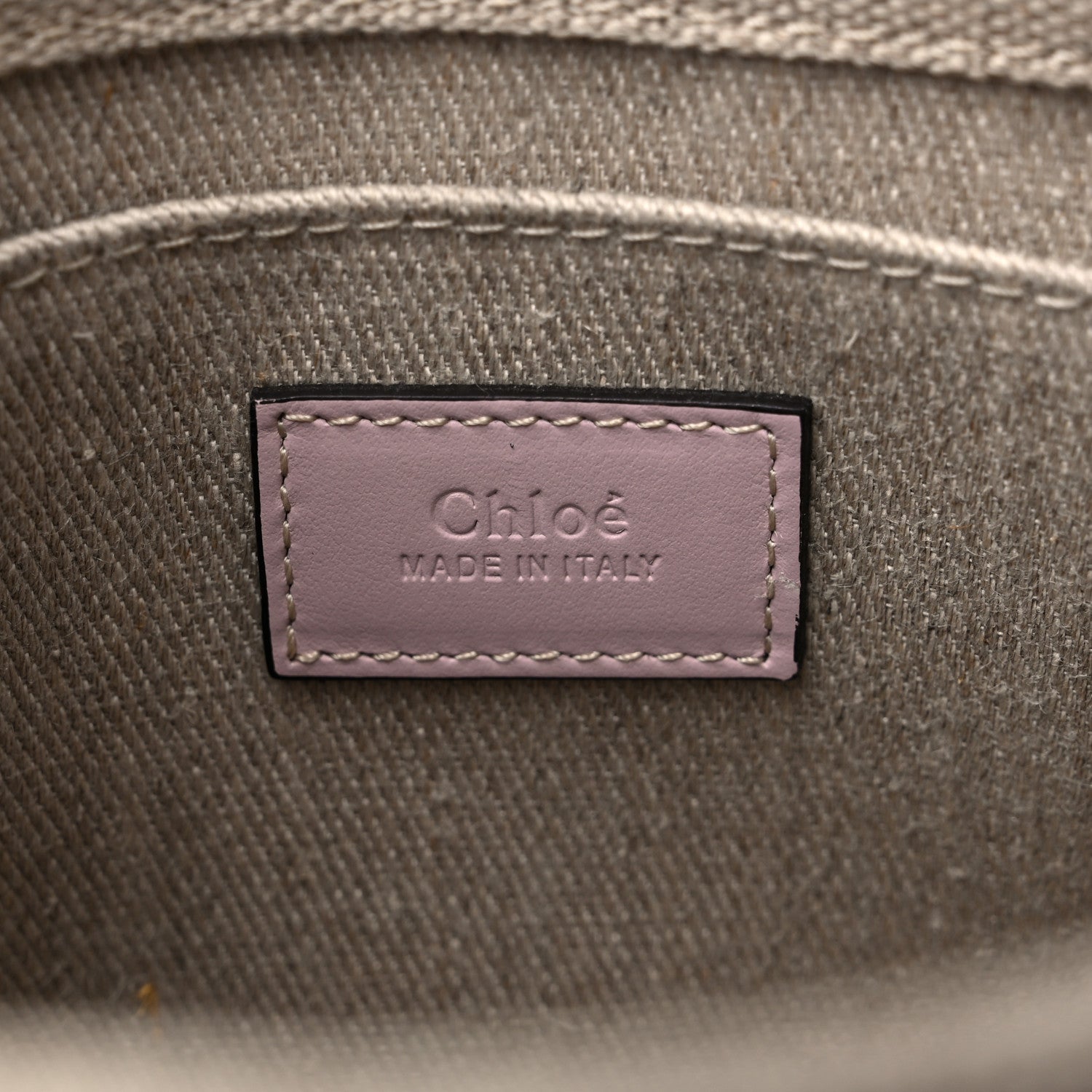 Chloe Cotton Calfskin Small Woody Ribbon Tote With Strap Misty Lavender 6 of 9