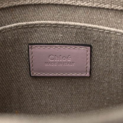 Chloe Cotton Calfskin Small Woody Ribbon Tote With Strap Misty Lavender 6 of 9