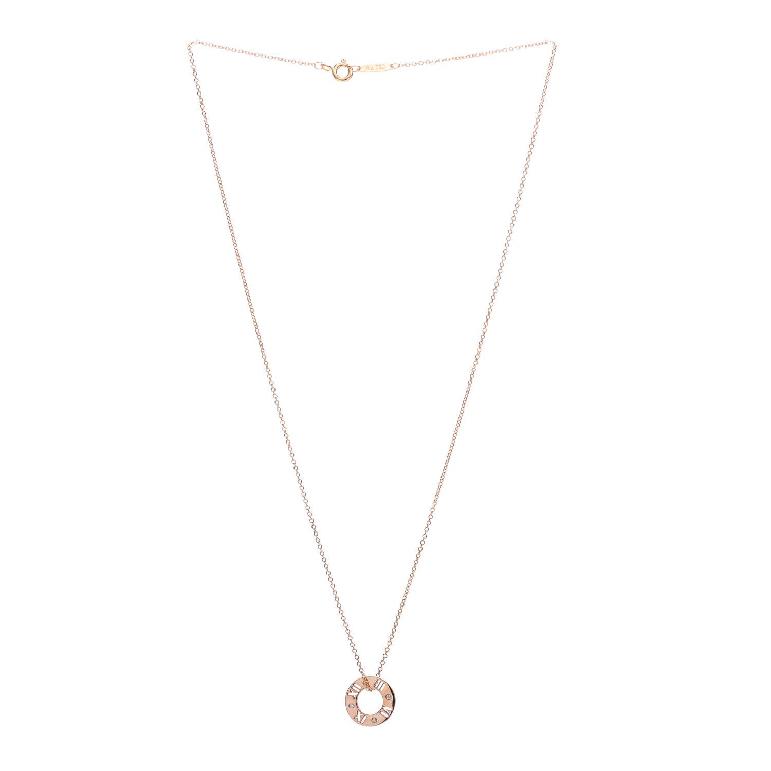 Tiffany 18K Rose Gold Diamond Atlas Pierced Pendant Necklace 3 of 5