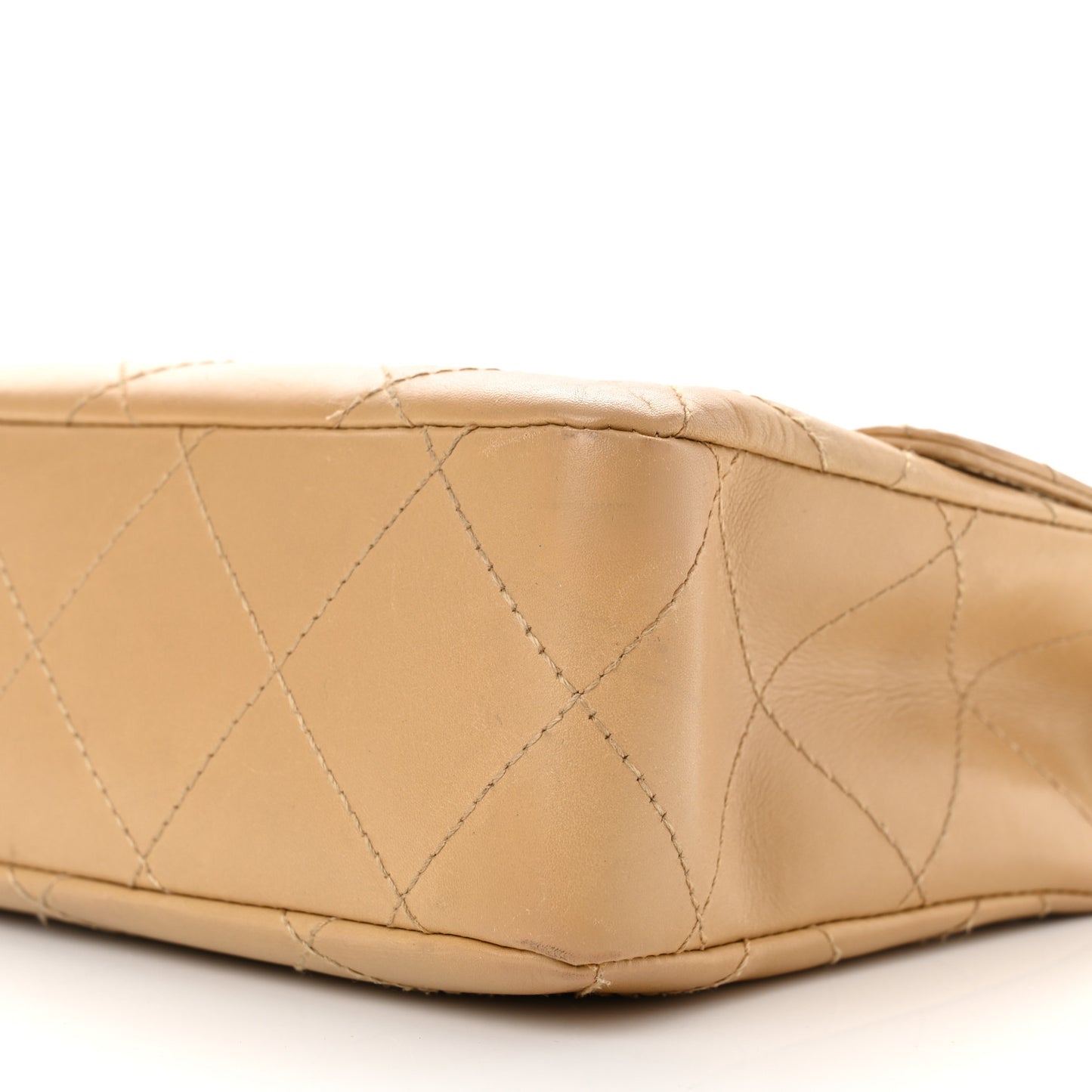 Lambskin Quilted Medium Single Flap Beige
