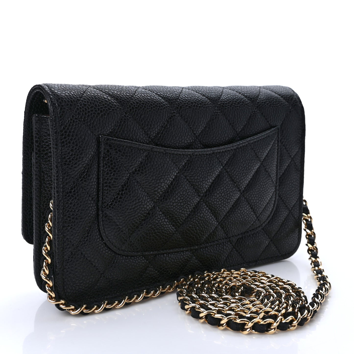 Caviar Quilted Wallet on Chain WOC Black