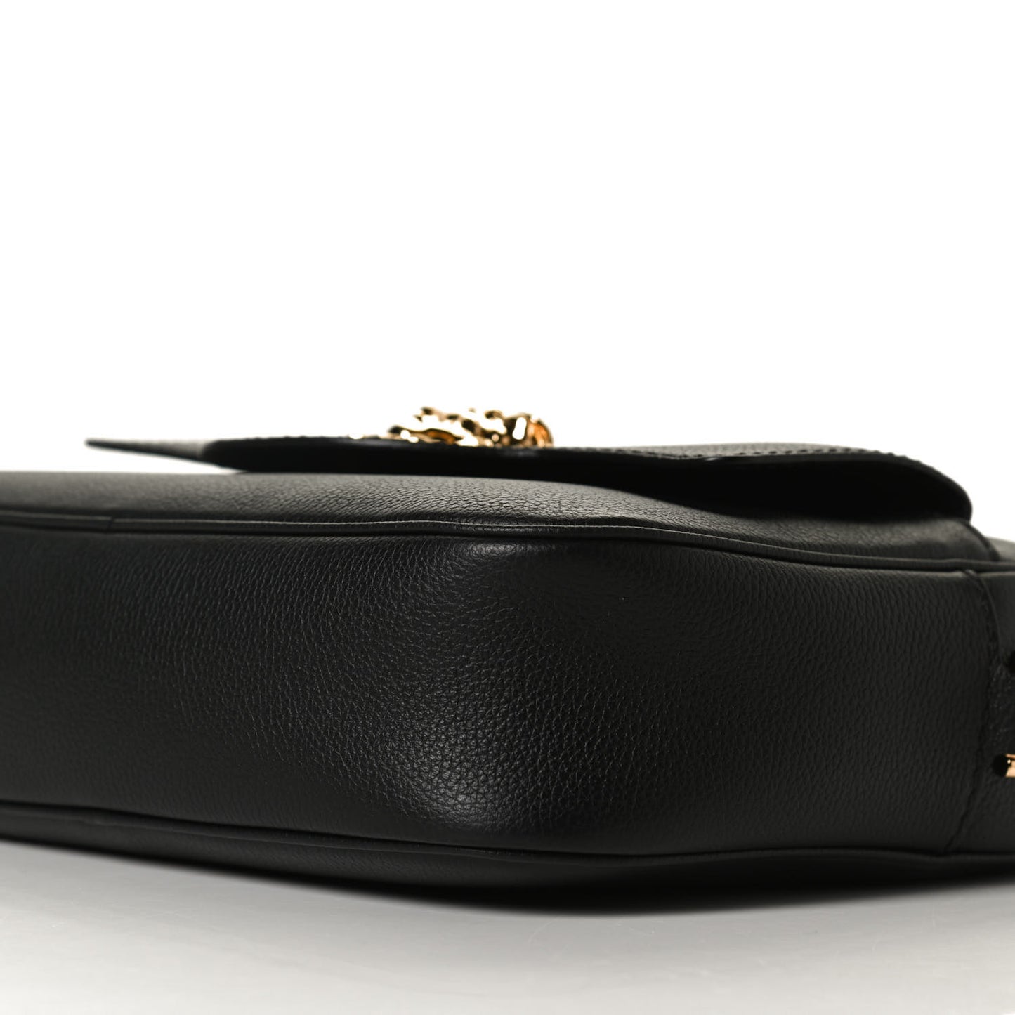 Grained Calfskin Medusa Camera Bag Black