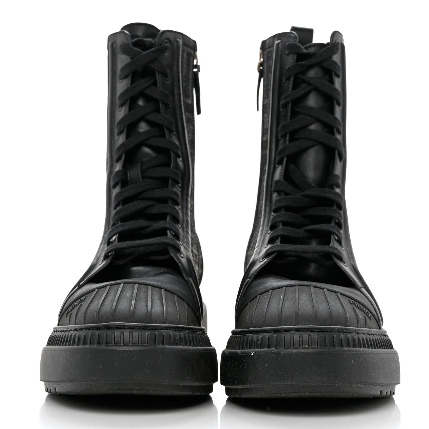 Fabric Jacquard Vitello FF Domino 50mm Biker Boots 38 Black Asfalto