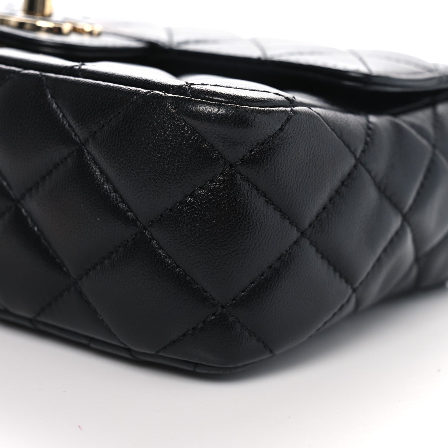 Chanel Lambskin Resin Quilted Mini Heart Square Flap Black 10 of 11