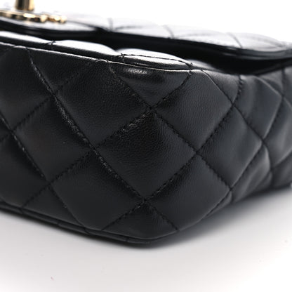 Chanel Lambskin Resin Quilted Mini Heart Square Flap Black 10 of 11