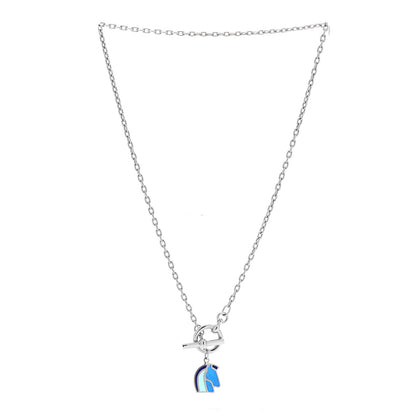 Hermes Palladium Enamel Helios Cheval Necklace Camaïeu De Bleu 3 of 8
