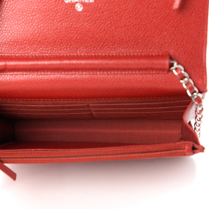 Chanel Caviar Quilted Wallet On Chain WOC Dark Red 5 of 12