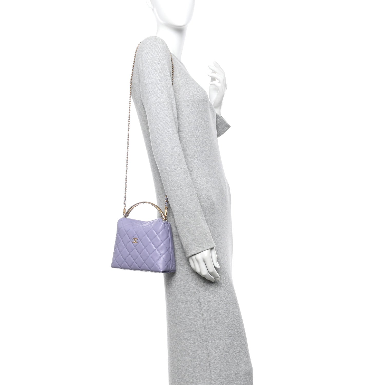 Chanel Caviar Quilted Chanel Way Clutch With Chain Light Purple 2 of 11