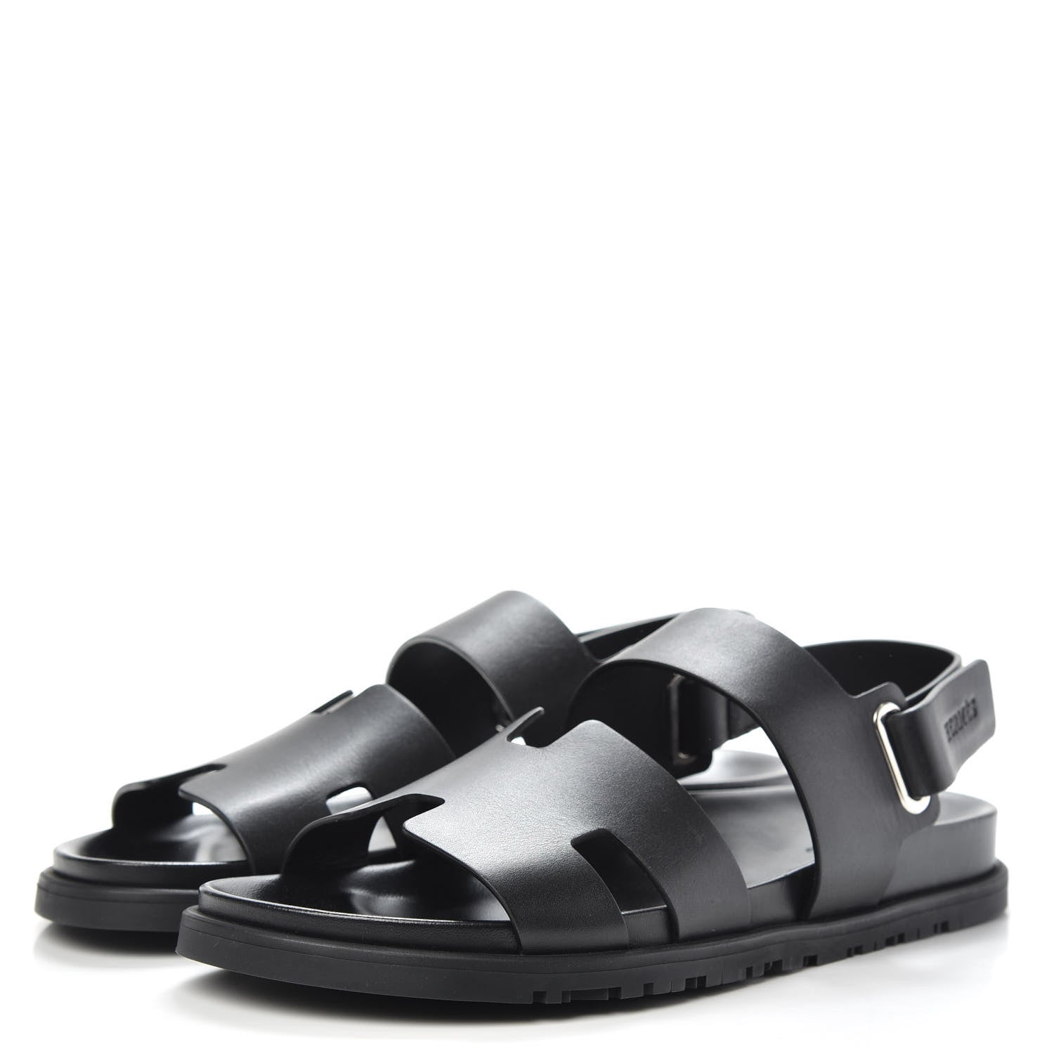 Hermes Calfskin Womens Takara Sandals 41 Black 3 of 8