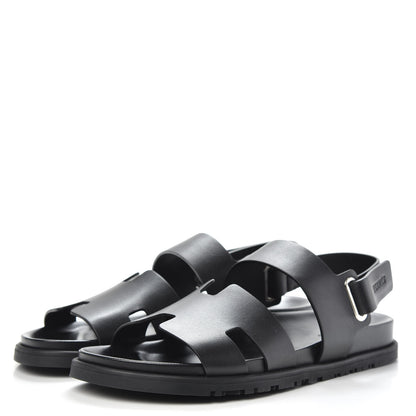Hermes Calfskin Womens Takara Sandals 41 Black 3 of 8