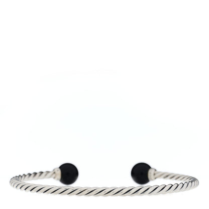 David Yurman Sterling Silver Diamond Onyx 9mm Solari Bracelet 2 of 4