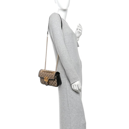 Gucci Monogram Matelasse Diagonal Mini GG Marmont Shoulder Bag Beige Black 2 of 10