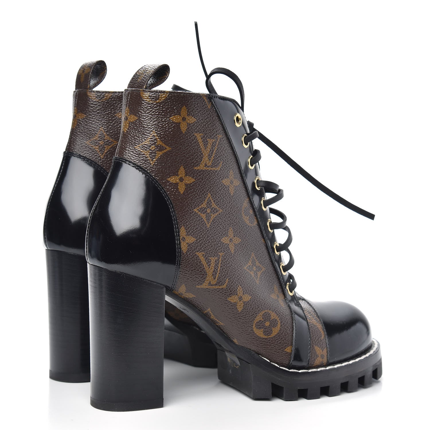 Louis Vuitton Patent Calfskin Monogram Star Trail Ankle Boots 38.5 Black 4 of 7