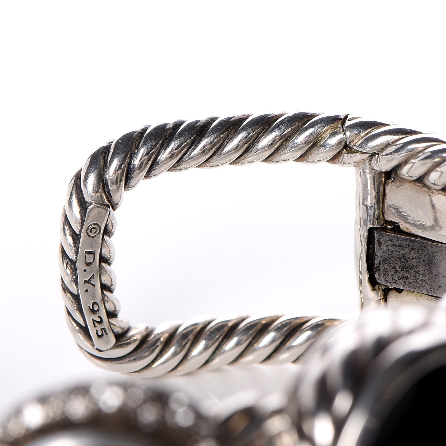 David Yurman Sterling Silver Diamond Hematine Gray Orchid Onyx Moonlight Cuff 6 of 6