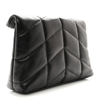 Saint Laurent Lambskin Monogram Loulou Puffer Pouch Clutch Black 3 of 8