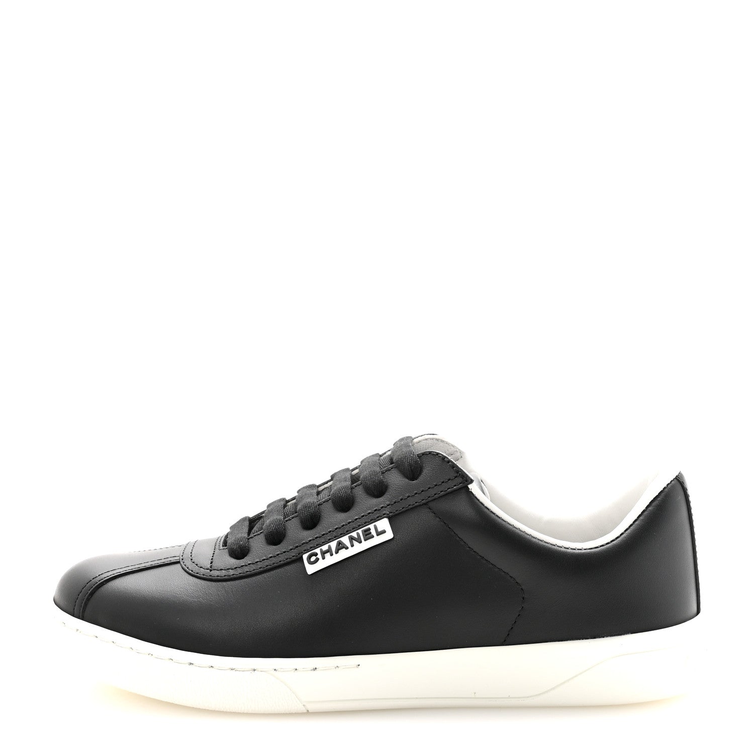 Chanel Calfskin CC Womens Sneakers 37 Black 1 of 10