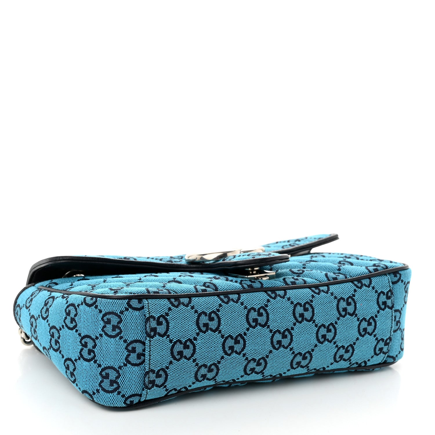 Gucci Monogram Multicolor Matelasse Diagonal Small GG Marmont Shoulder Bag Light Blue 4 of 10