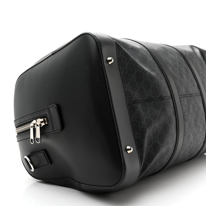 Gucci Soft GG Supreme Monogram Appia Calfskin Web Large Carry On Duffle Bag Black Grey 9 of 14