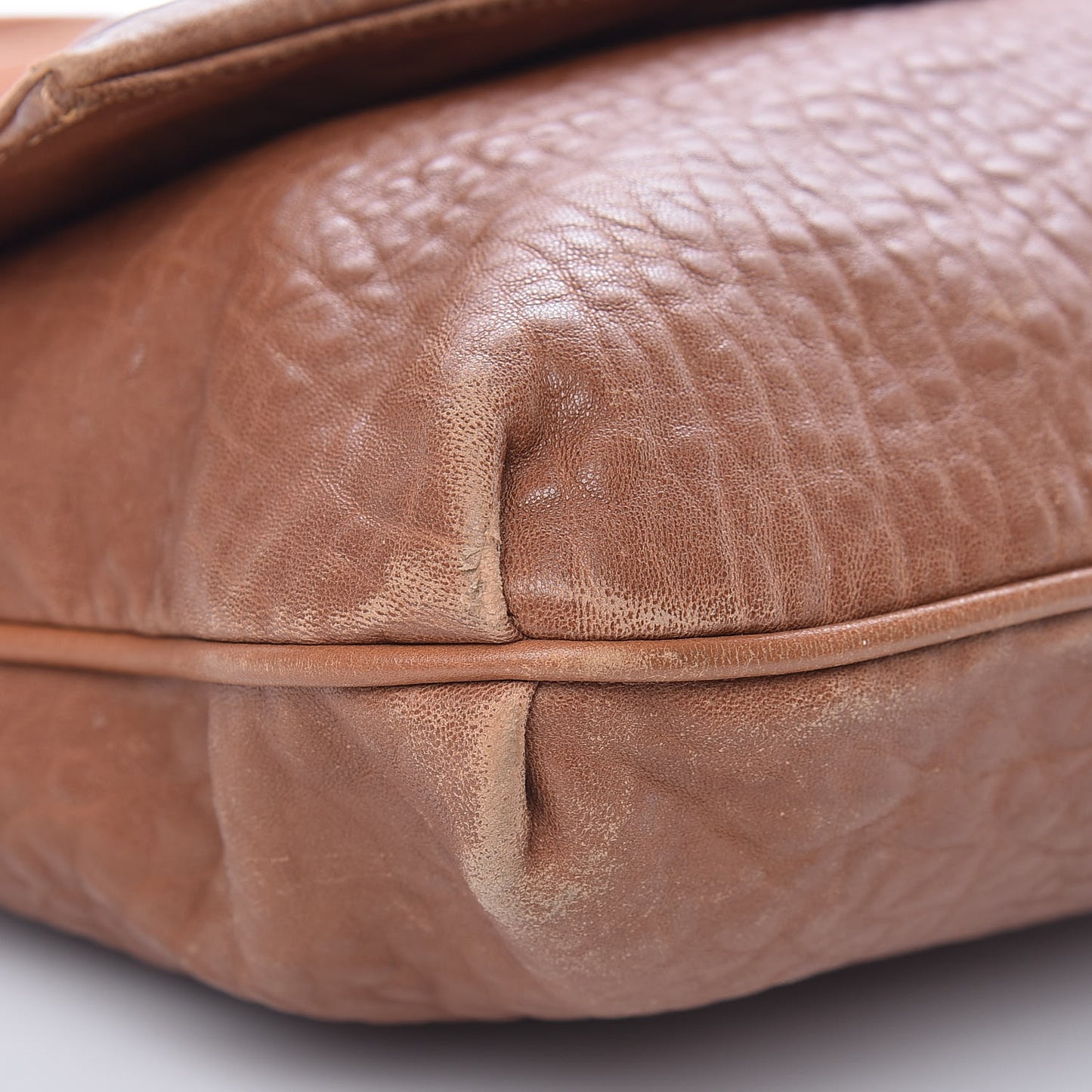 Crinkled Lambskin Colorblock Large Mia Shoulder Flap Camel Osso Naturale