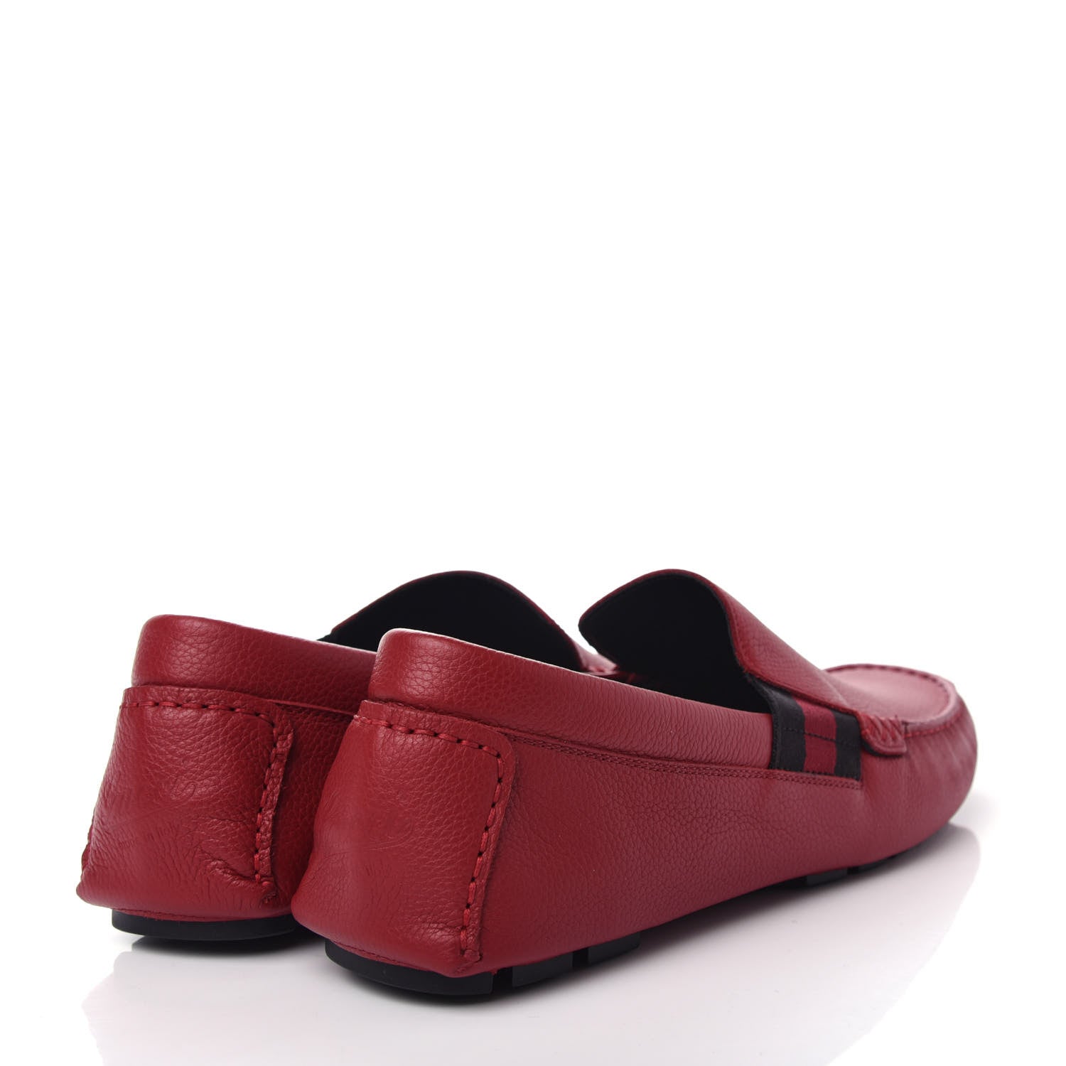 Gucci Calfskin Web Mens Driver Loafers 9 Red 4 of 11