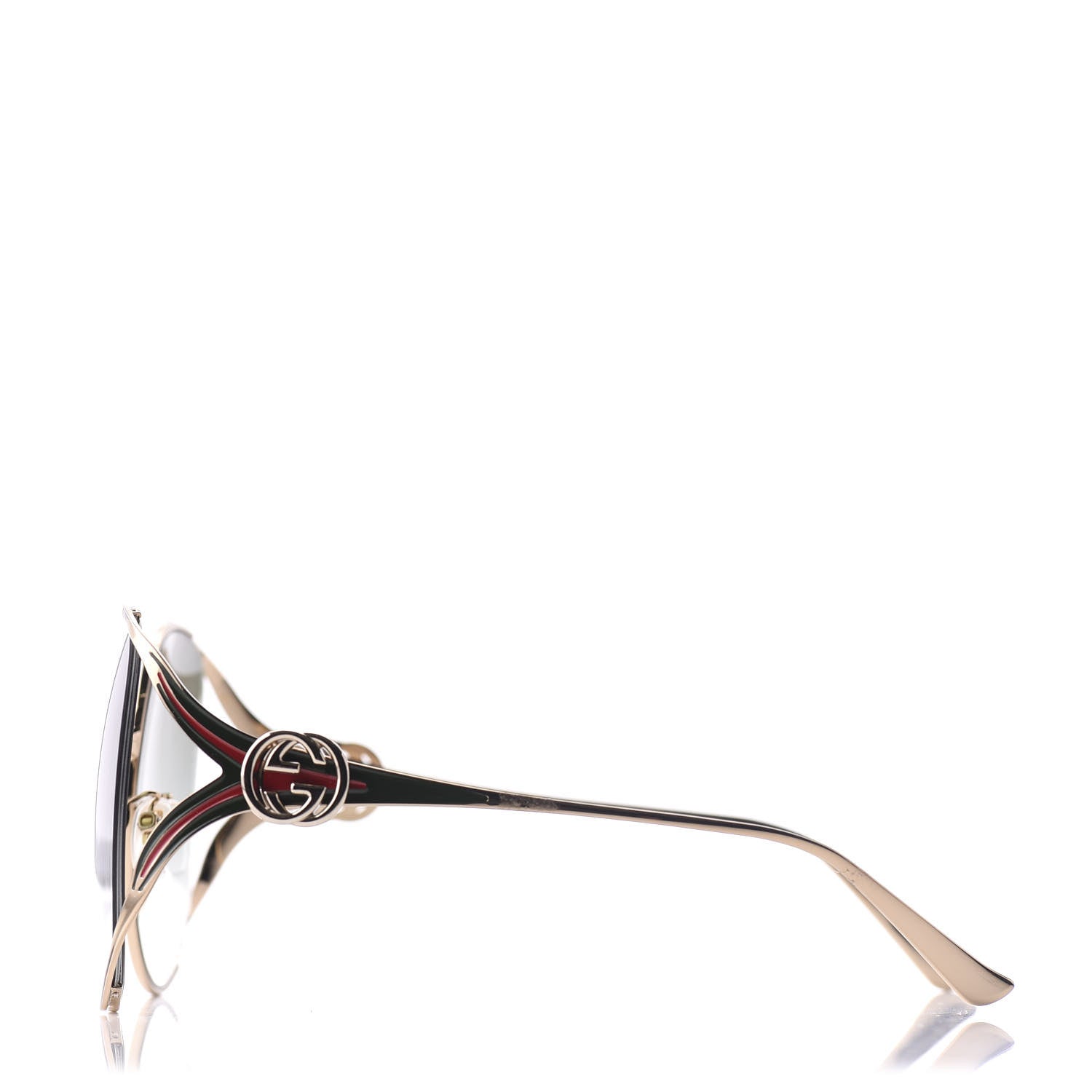 Gucci Metal Oversized Round Frame GG0225S Sunglasses Gold 3 of 12