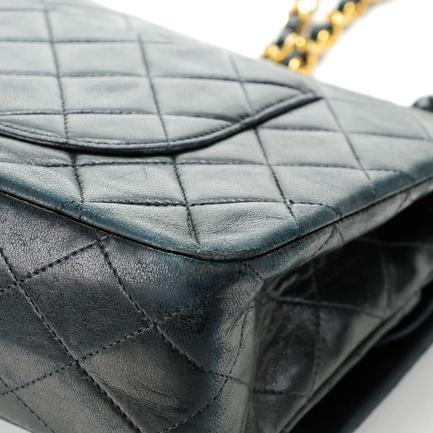 Lambskin Quilted Medium Double Flap Black