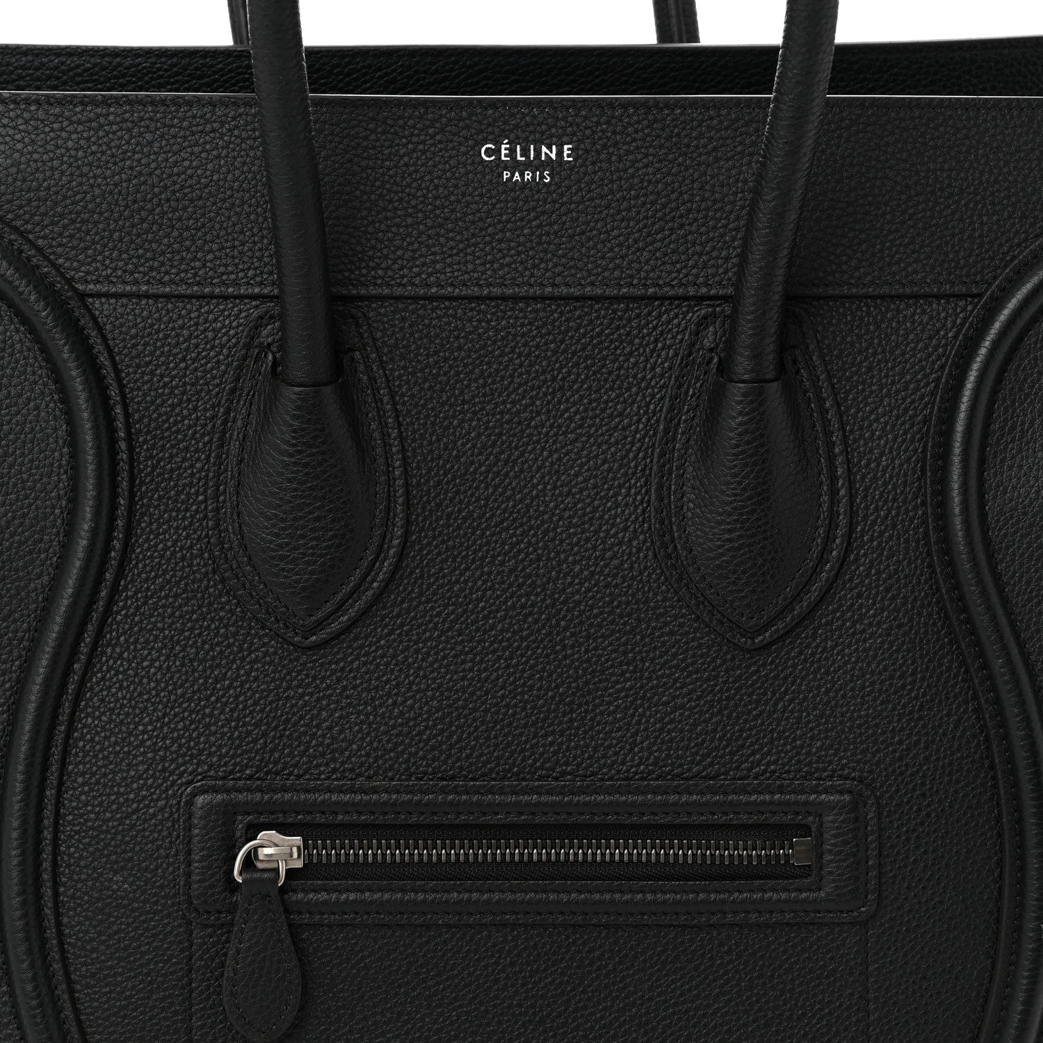 Celine Drummed Calfskin Mini Luggage Black 7 of 10