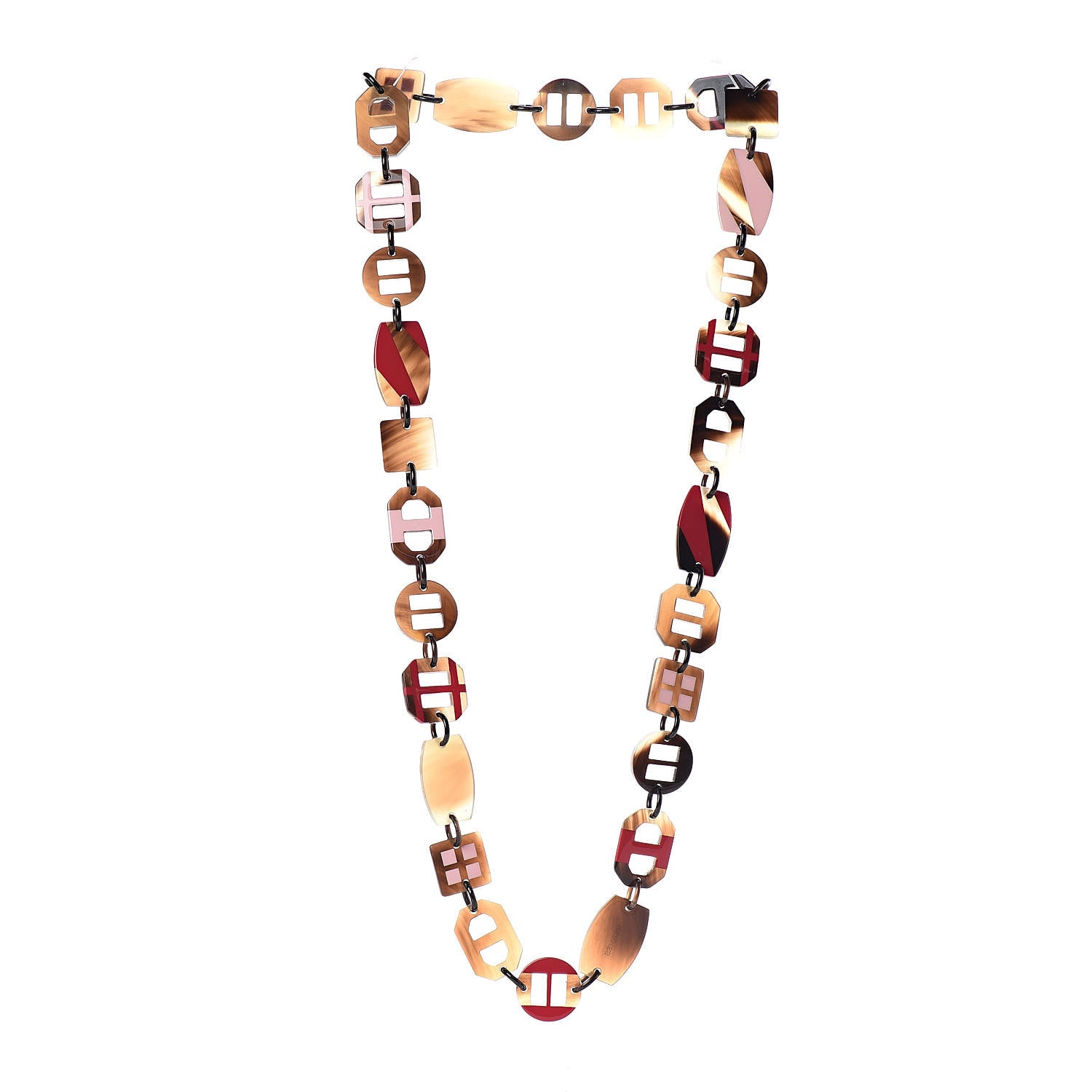 Hermes Horn Lacquer Opus Necklace Rouge Carmin Rose Boudoir 3 of 4