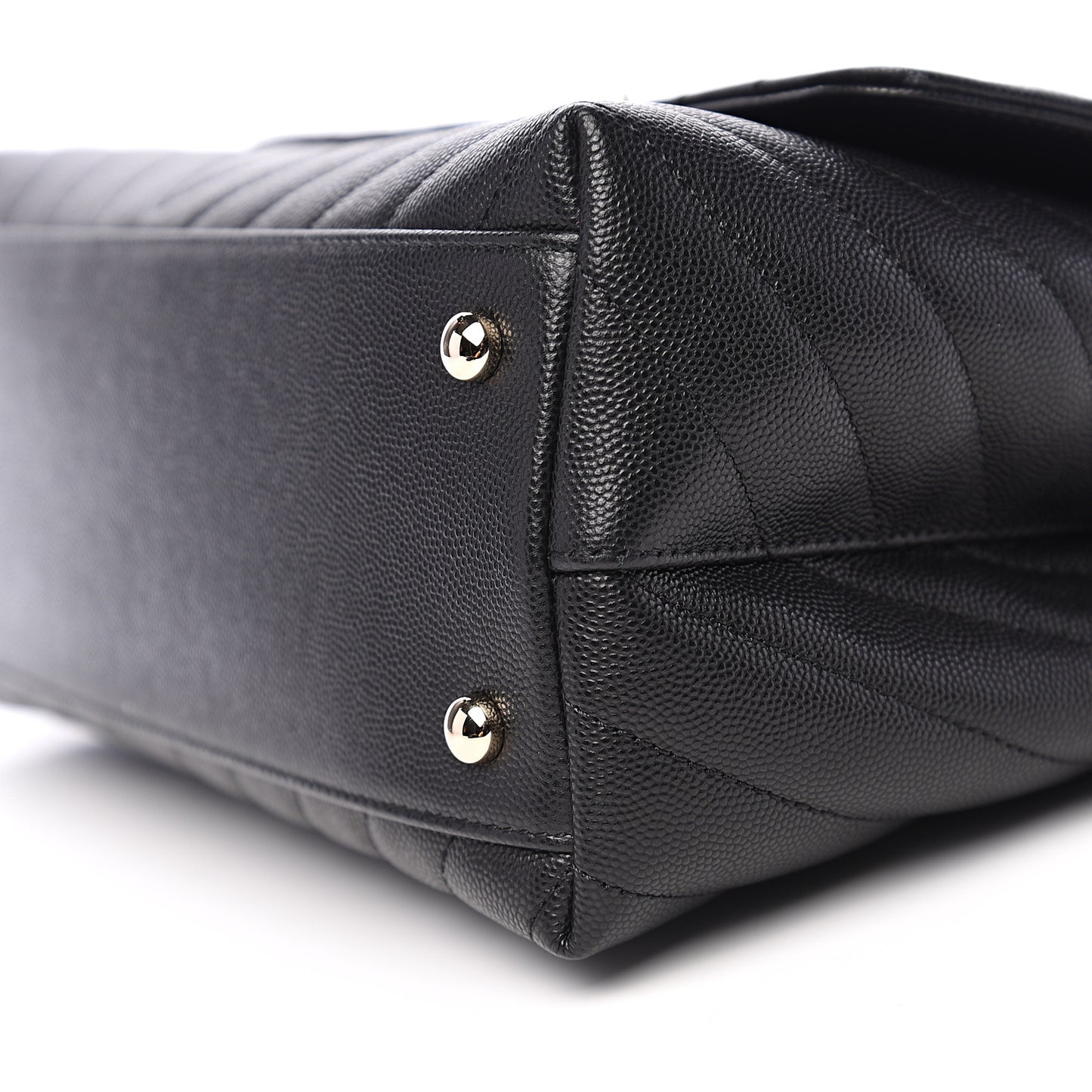 Caviar Lizard Embossed Quilted Chevron Small Coco Handle Flap Black