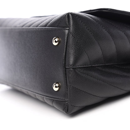 Chanel Caviar Lizard Embossed Quilted Chevron Small Coco Handle Flap Black 8 of 10