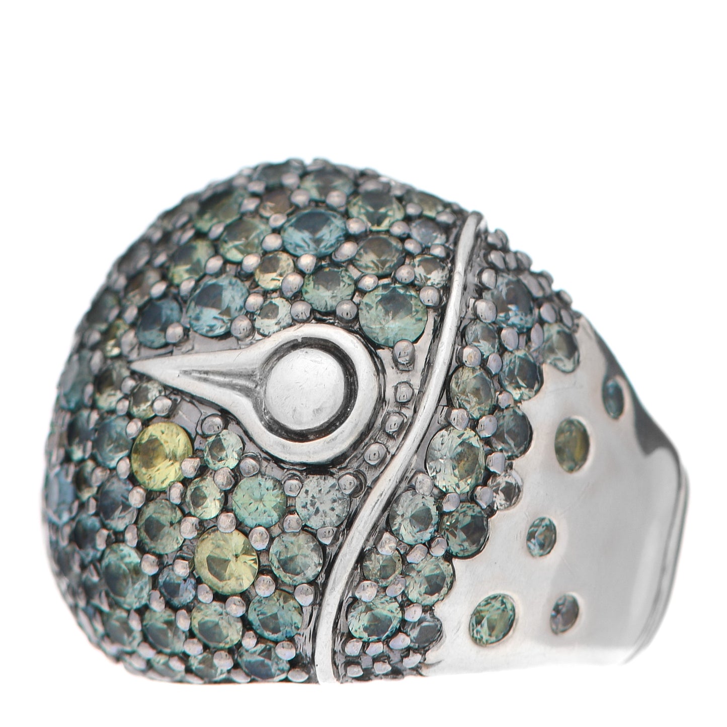 Sterling Silver Blue Green Yellow Sapphire Lava Dome Ring 52 6