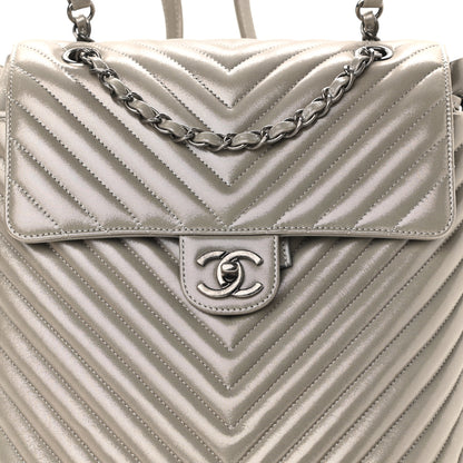 Chanel Iridescent Calfskin Chevron Quilted Small Urban Spirit Backpack Silver 8 of 10