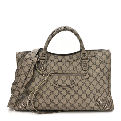 Balenciaga X GUCCI GG Supreme Monogram Neo Classic Silver Hardware City Beige Ebony 1 of 11