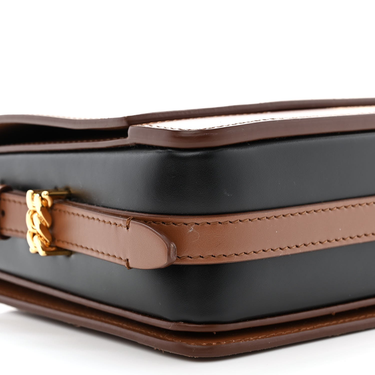 Burberry Smooth Calfskin Two Tone Small Grace Bag Malt Brown Black 9 of 10