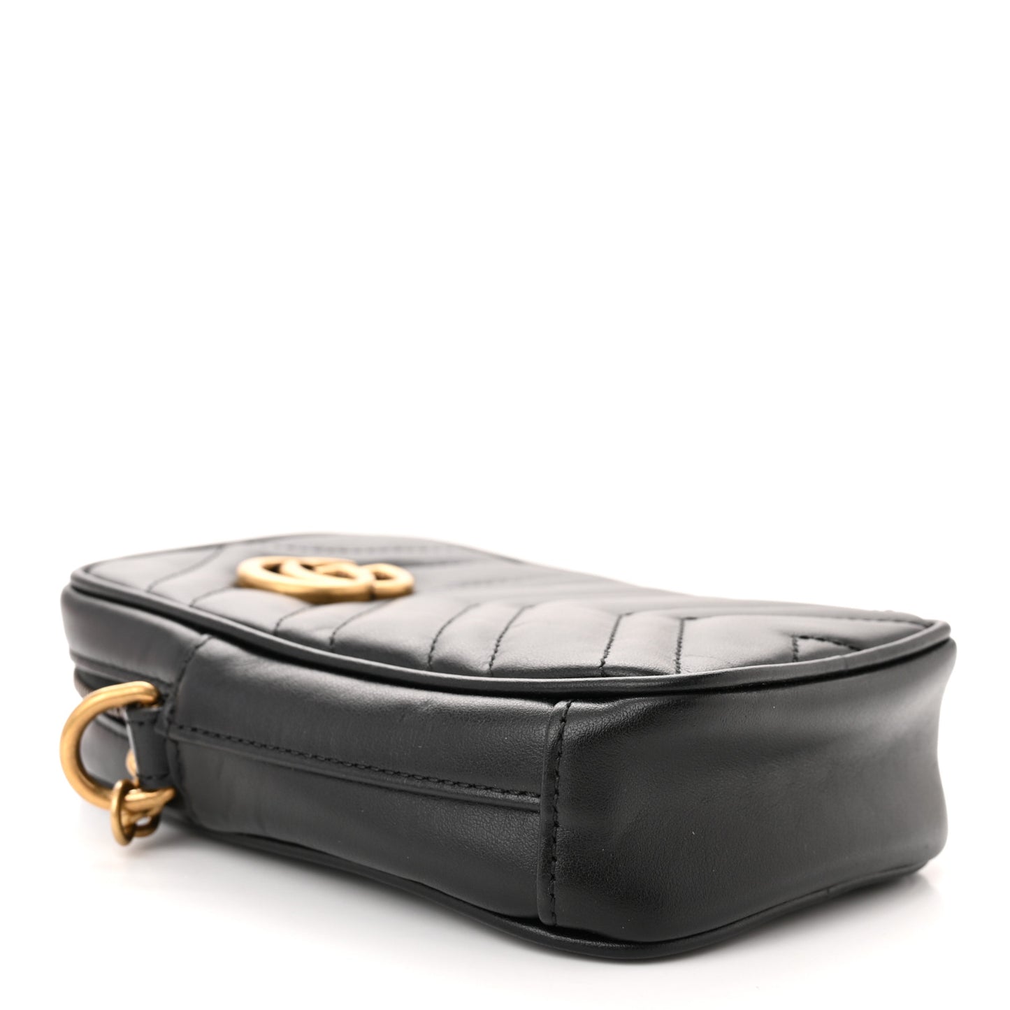 Calfskin Matelasse Mini GG Marmont Crossbody Bag Black